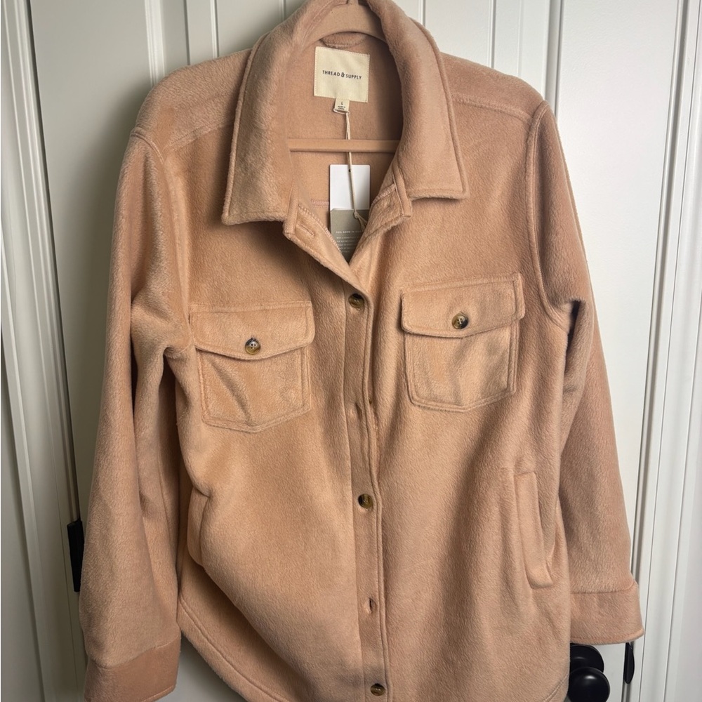 Peach Fleece Shacket Jacket - Peach